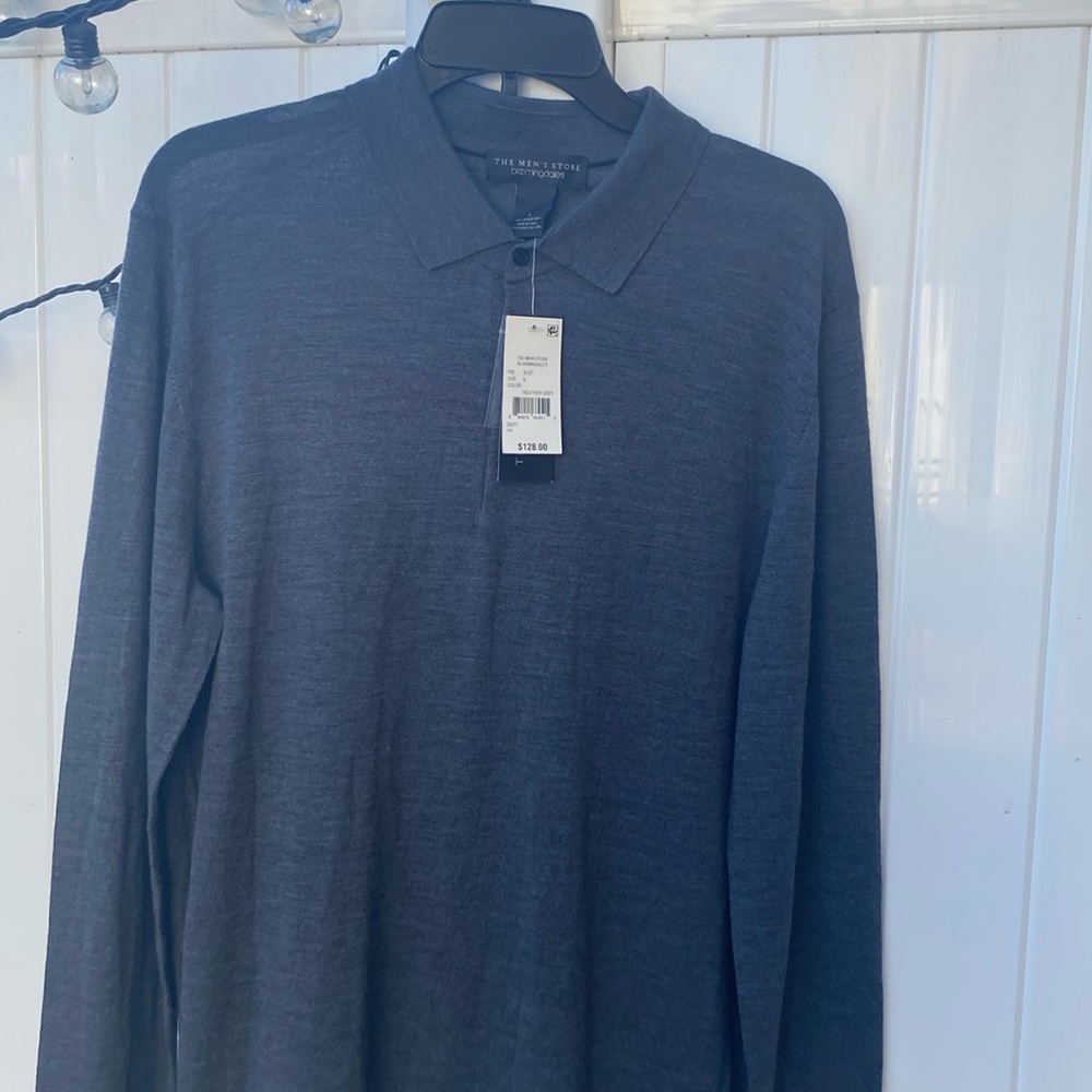 The Men's Store Dark Gray Long Sleeve Polo